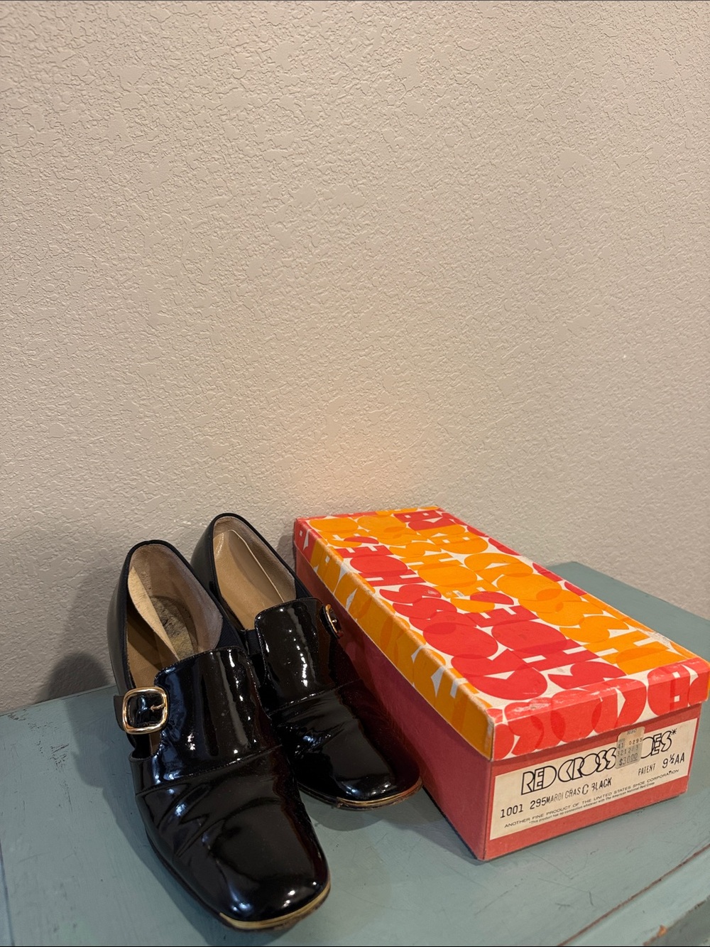 Vintage Patent Black Buckle Loafers for Women